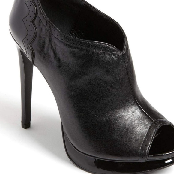 Leather Platform Peep Toe Heel - Picture 2 of 6